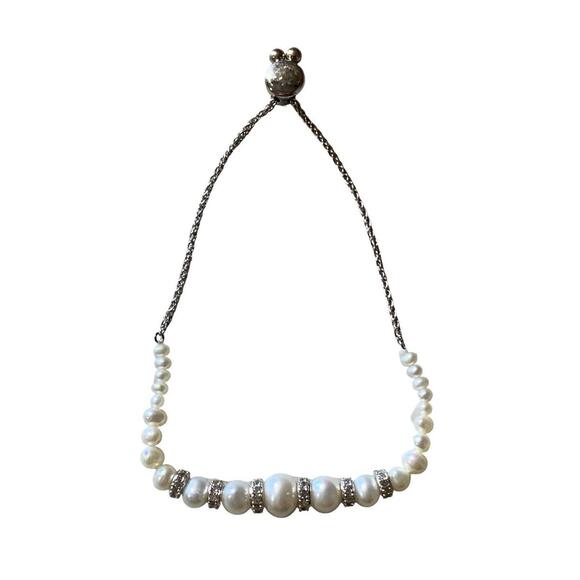 Zales Pearl Necklace with Diamond Accents Elegant Pendant White - Picture 3 of 8